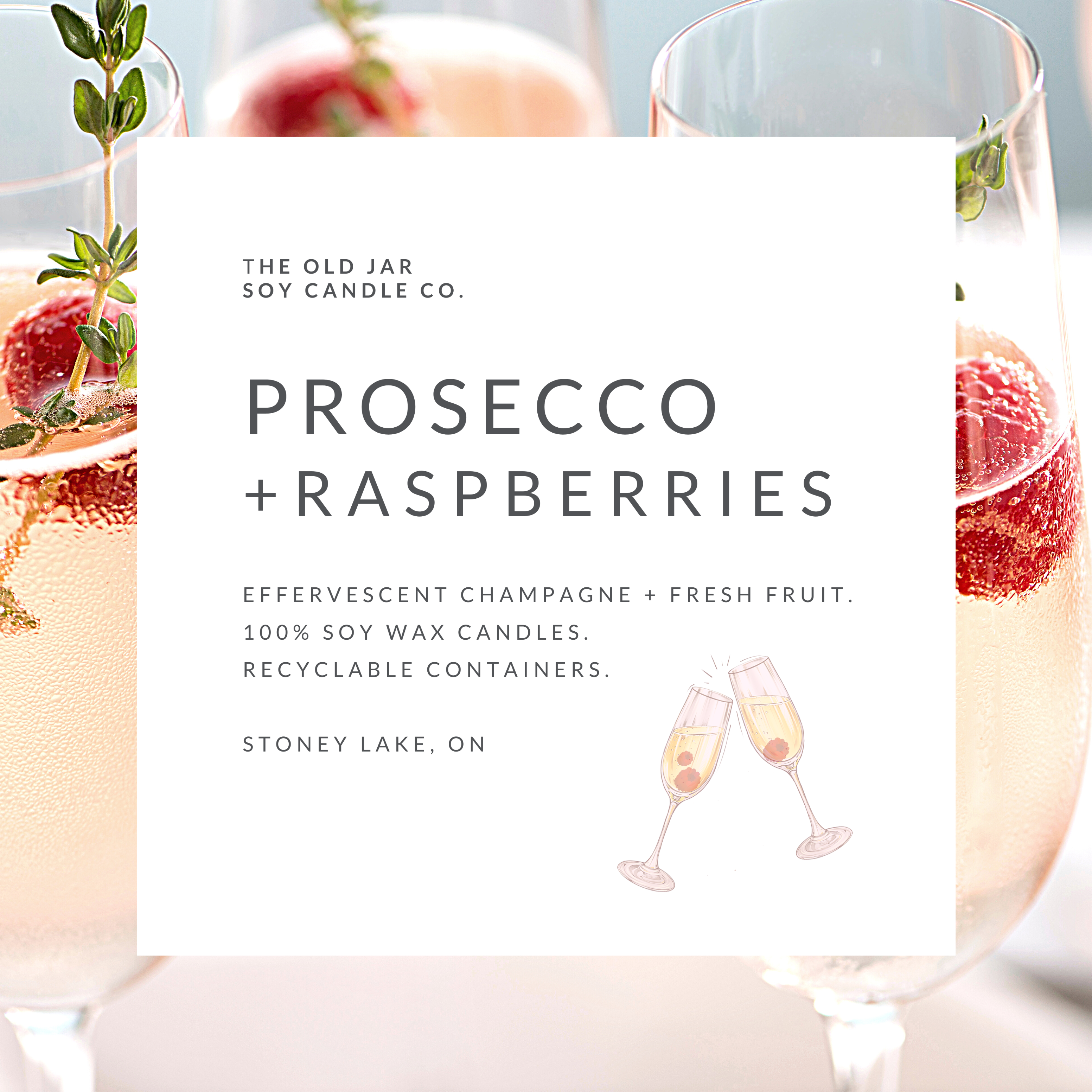 Prosecco + Raspberries Soy Candle